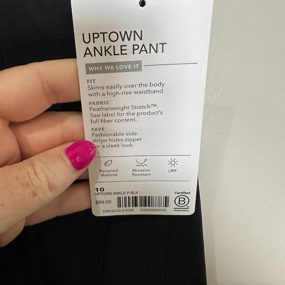Athleta Uptown Ankle Pants Size 10 Black High Rise Stretch Cargo Travel NWT - Picture 5 of 13
